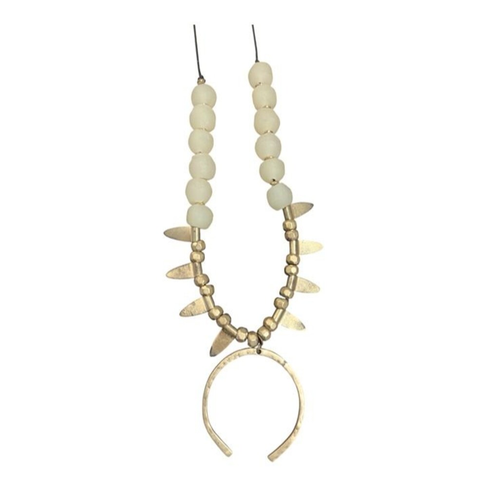 Plunder Design Siria Gold Beaded Horseshoe Necklace NEW